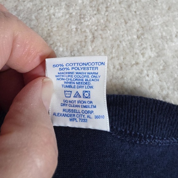 Russell Athletic Henley T-Shirt Mens XL Navy Blue Graphic Boston Red Sox Y2K VTG - Picture 3 of 7